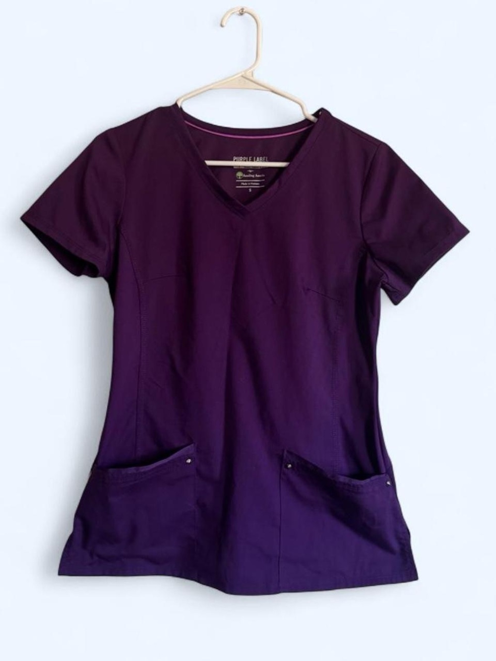 Purple Label Women's V-Neck Short Sleeve Top - Plum